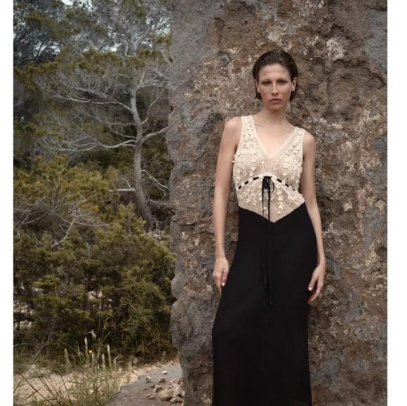 Zara Beaded Texture Combination Dress - Picture 2 of 11
